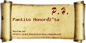 Pantits Honoráta névjegykártya